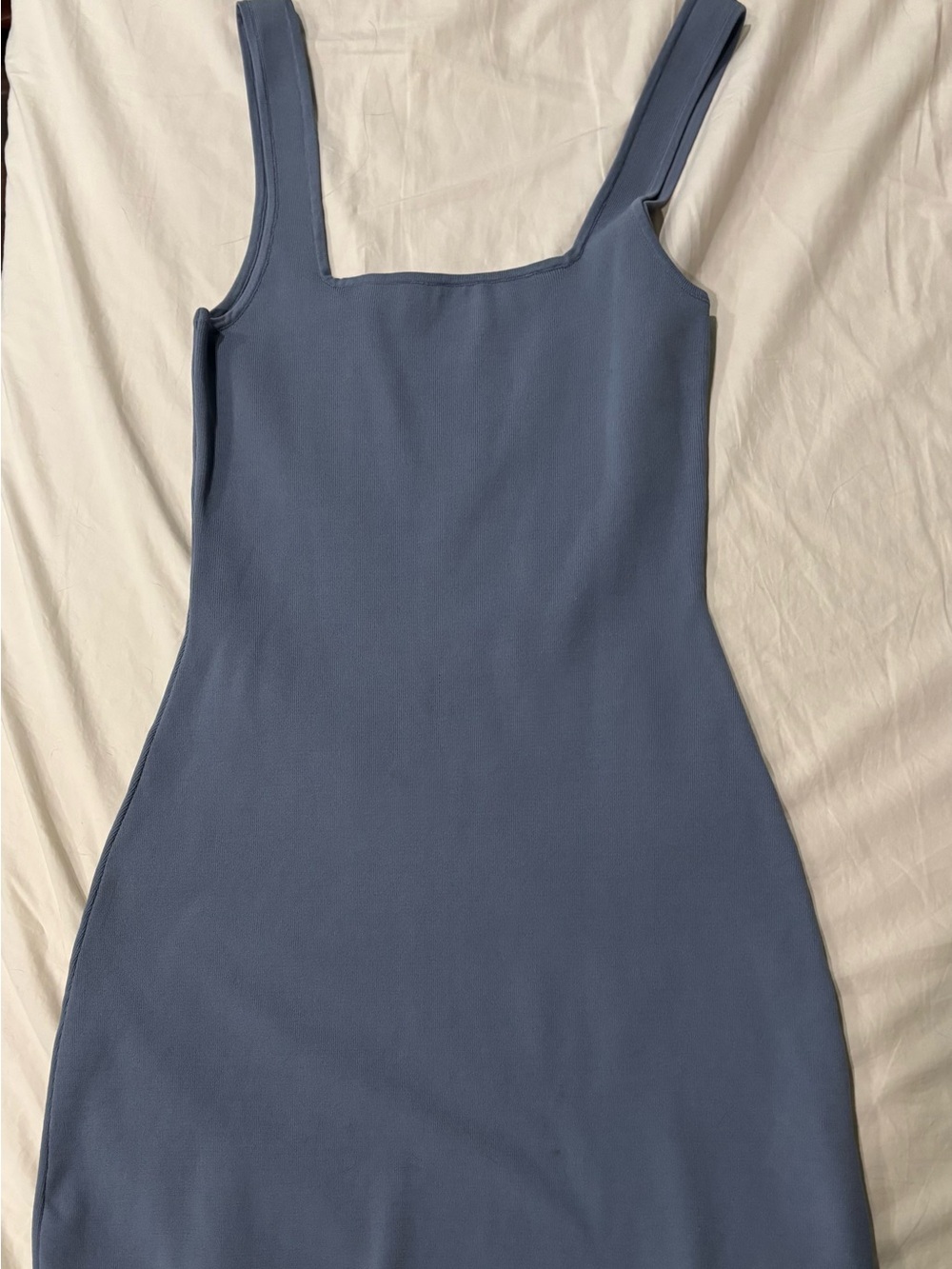 Justfab Classic Square-Neck Bodycon Mini Dress in Slate Blue XS